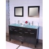 Cardiff 60" Espresso, Glass Top w/Integrated Glass Sinks, Solid Doors