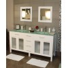 Cardiff 60" White, Glass Top w/Integrated Glass Sinks, Glass Doors