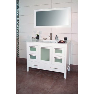 Positano 48" White, Ceramic Top w/Integrated Ceramic Sink, Glass Doors