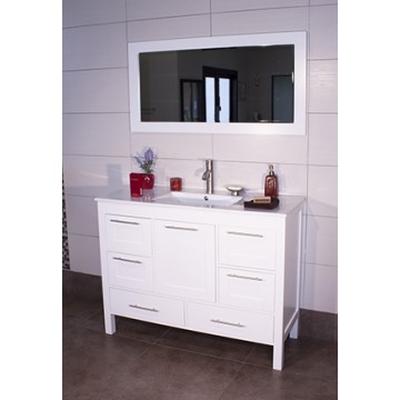 Positano 48" White, Ceramic Top w/Integrated Ceramic Sink, Solid Doors